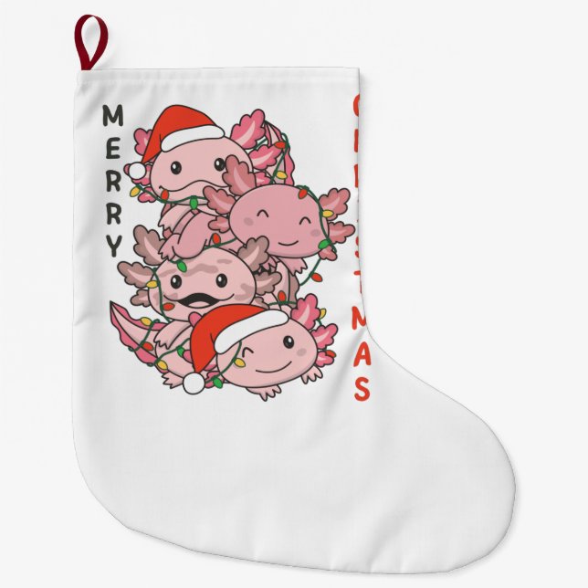 Meia De Natal Grande Axolotl Natal Árvore Animais de Natal Axolots (Frente)