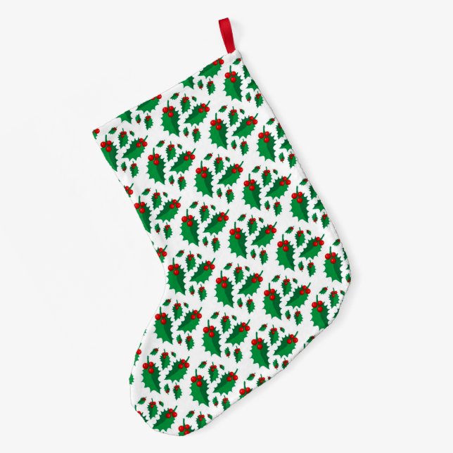 Meia De Natal Grande Azevinho de Natal (Verso (Pendurada))