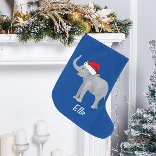 Meia De Natal Grande Azul Elefante Engraçado Natal para Crianças Pers