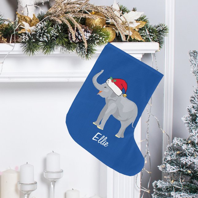 Meia De Natal Grande Azul Elefante Engraçado Natal para Crianças Person (Criador carregado)