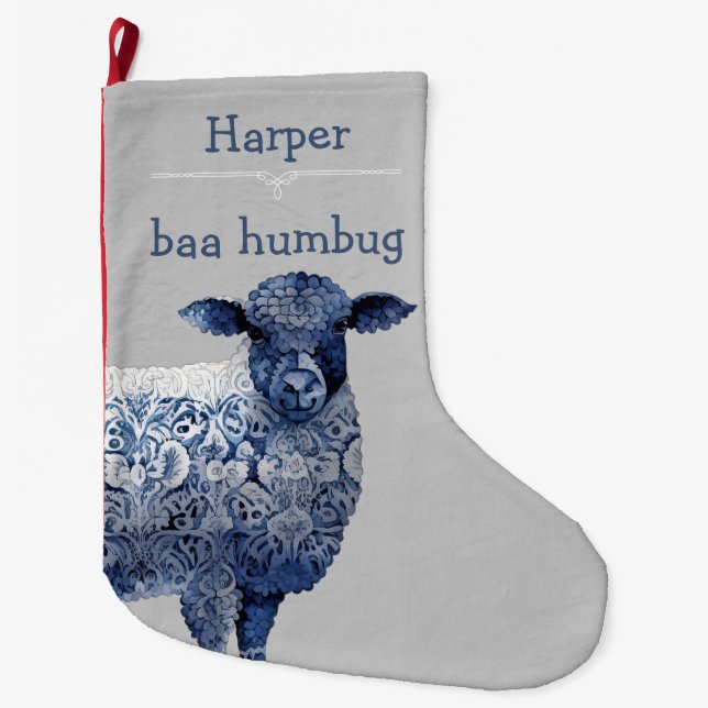 Meia De Natal Grande "baa humbug" (Frente)