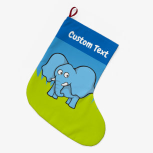 Meia De Natal Grande Balança de Natal do Cartoon de Elefante Azul