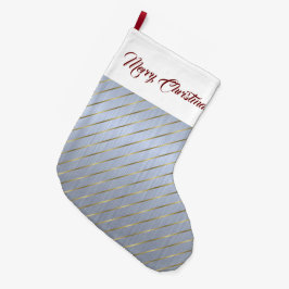 Meia De Natal Grande Bandas Douradas de Prata Elegante