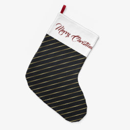 Meia De Natal Grande Bandas Douradas Elegantes