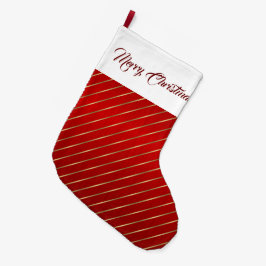 Meia De Natal Grande Bandas Douradas Vermelhas Elegantes