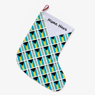 Meia De Natal Grande Bandeira das Bahamas em ladrilhos