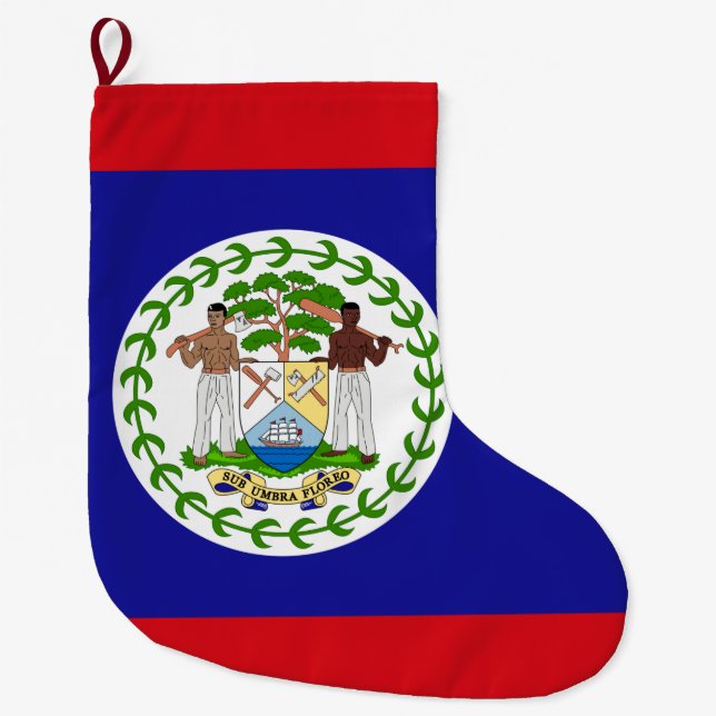 Meia De Natal Grande Bandeira de Belize (Frente)