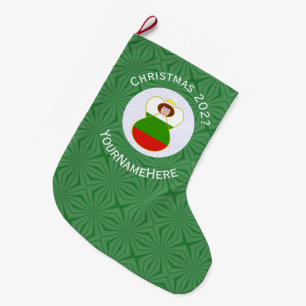 Meia De Natal Grande Bandeira de Natal Anjo Búlgaro Personalizada 