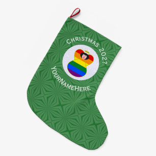 Meia De Natal Grande Bandeira de Natal Anjo de Cabelo Preto Orgulho Gay