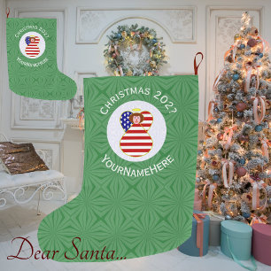 Meia De Natal Grande Bandeira de Natal Anjo EUA Personalizada Cabelo Ve