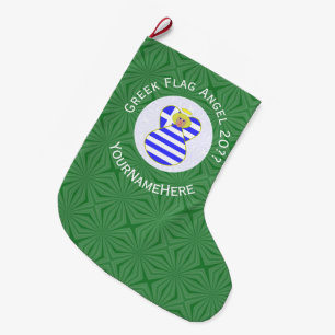 Meia De Natal Grande Bandeira de Natal Anjo Loiro Grego Personalizada 