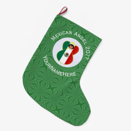 Meia De Natal Grande Bandeira de Natal Anjo Mexicano Personalizada