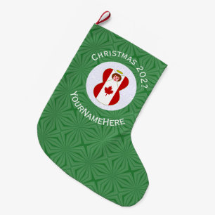 Meia De Natal Grande Bandeira de Natal do Anjo Canadense Personalizada