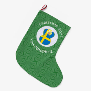 Meia De Natal Grande Bandeira de Natal do Anjo Sueco Personalizada