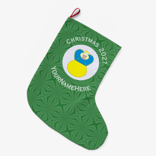 Meia De Natal Grande Bandeira de Natal do Anjo Ucraniano com Texto Pers