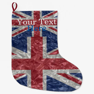 Meia De Natal Grande Bandeira de Union Jack - enrugada