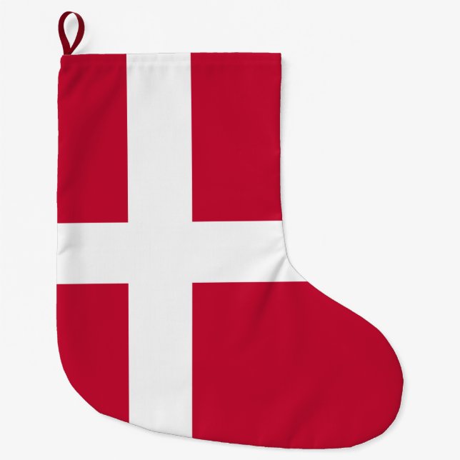 Meia De Natal Grande Bandeira Dinamarquesa (Frente)