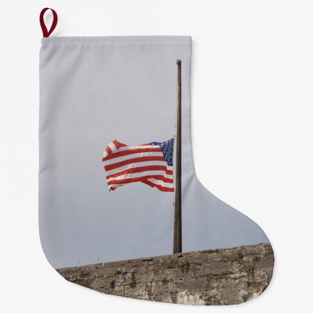 Meia De Natal Grande Bandeira dos Estados Unidos em Half-Mast (EUA) (Frente)