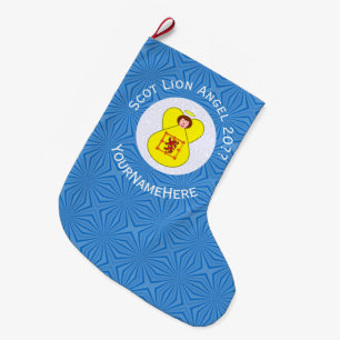 Meia De Natal Grande Bandeira Personalizada Hanukkah Anjo Rampante Leão