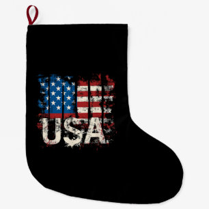 Meia De Natal Grande Bandeira Retro-Americana EUA 4 de julho