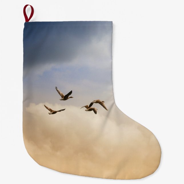 Meia De Natal Grande Bando de Aves em Voo (Frente)