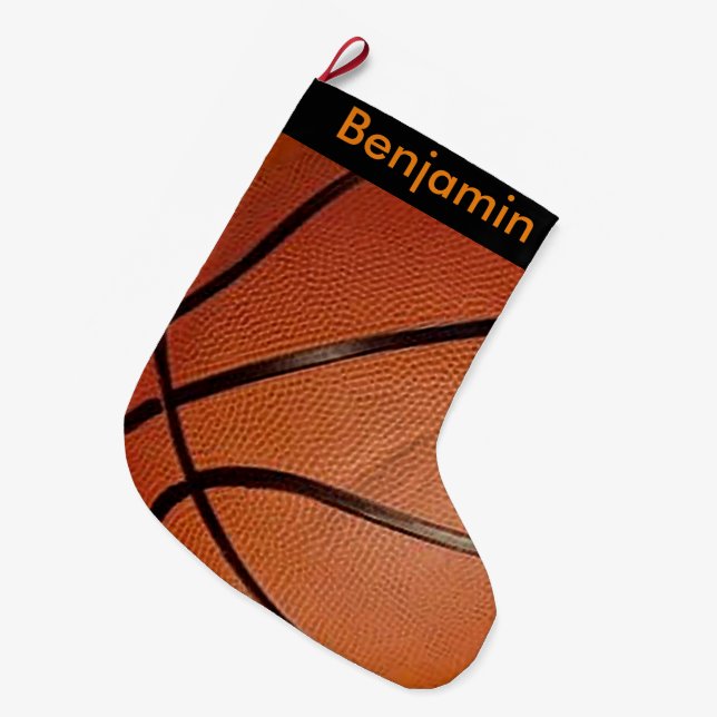 Meia De Natal Grande Banho de Natal Grande Design de Basquete (Frente (Pendurada))