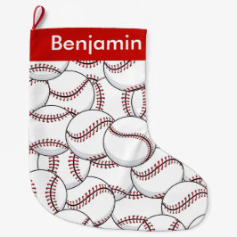 Meia De Natal Grande Baseballs Design Grande Banho de Natal