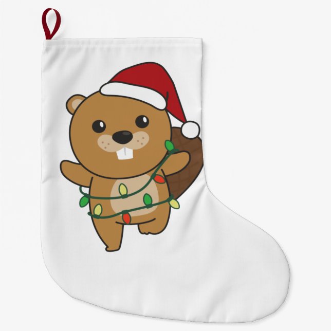 Meia De Natal Grande Beaver de inverno em Beaver (Frente)