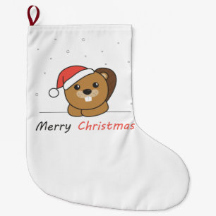 Meia De Natal Grande Beaver Natal Neve Inverno Beaver
