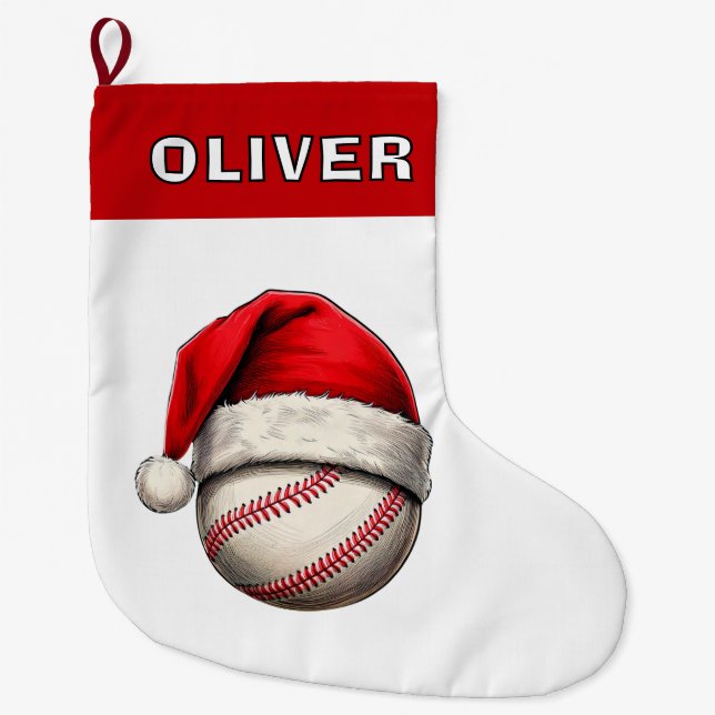 Meia De Natal Grande Beball Ball Red Santa Hat (Frente)