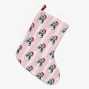 Meia De Natal Grande Bebê Pinguim Fofo Usando Chapéu de Papai Noel Nata
