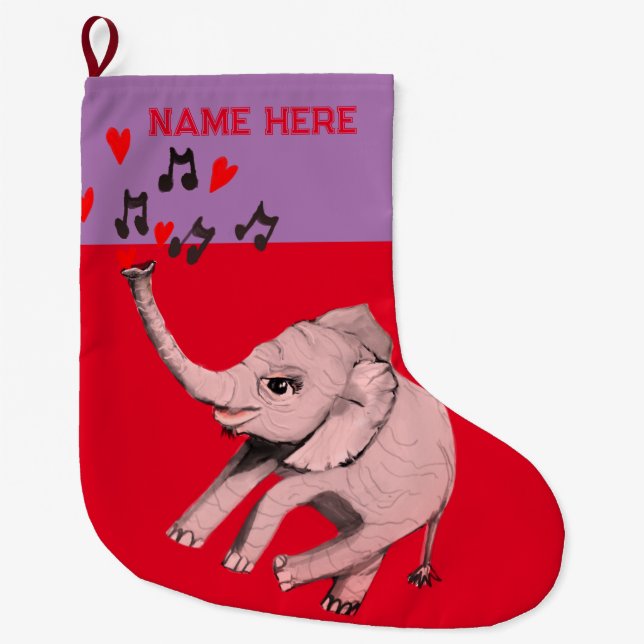 Meia De Natal Grande Beija Elefante de Natal (Frente)