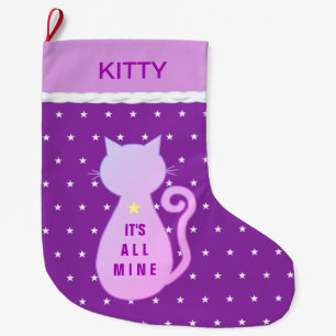 Meia De Natal Grande Bela Silhueta de Gatinho