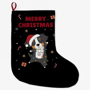 Meia De Natal Grande Bernese Feliz Natal Cachorro Grande