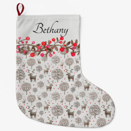 Meia De Natal Grande Berries Smoke White