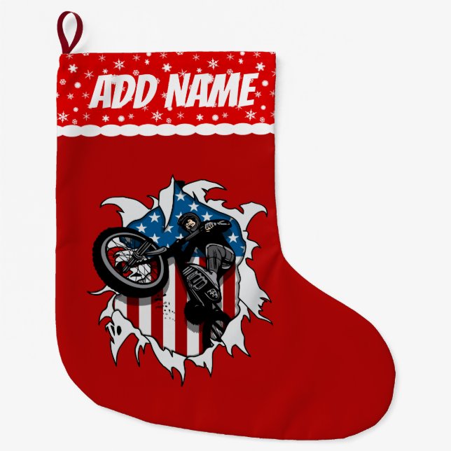 Meia De Natal Grande Bicicleta rasgada de BMX (Frente)