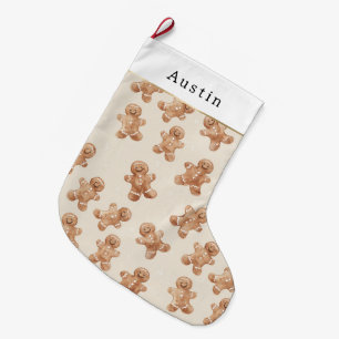 Meia De Natal Grande Biscoitos de Gengibre Creme Marrom