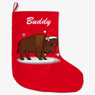 Meia De Natal Grande Bisonte dos desenhos animados com o nome do chapé