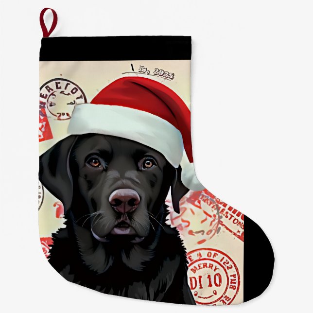 Meia De Natal Grande Black lab stocking (Frente)