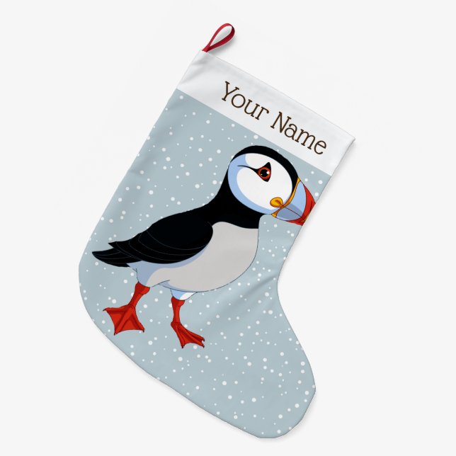 Meia De Natal Grande Boca de Natal de Puffin (Frente (Pendurada))