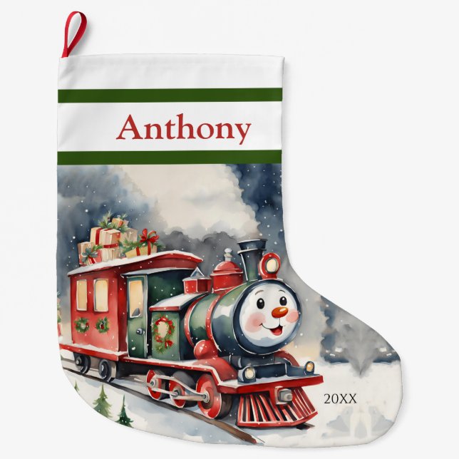 Meia De Natal Grande Boias-de-trem Bons do Natal (Frente)