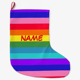 Meia De Natal Grande Bold Rainbow Stripes Natal Stocks