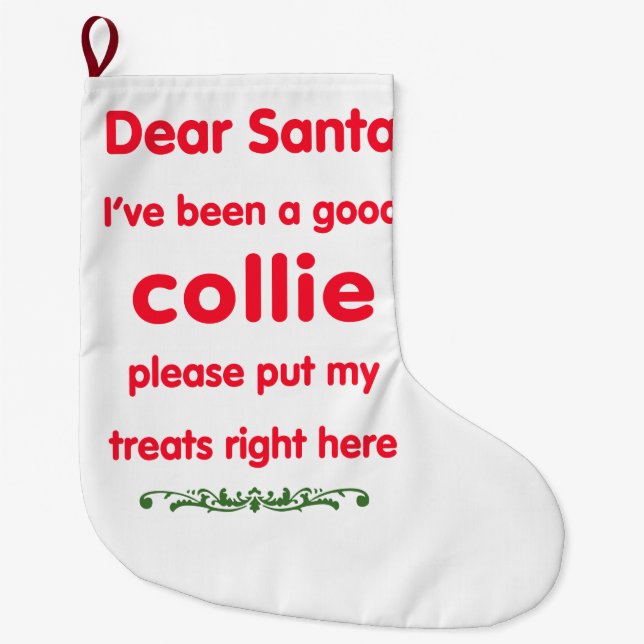 Meia De Natal Grande bom collie (Frente)