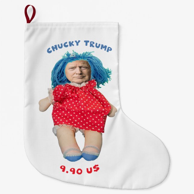 Meia De Natal Grande Boneca de Chucky Donald Trump (Frente)