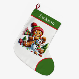 Meia De Natal Grande Boneco de neve de biscoito de gengibre de desenho