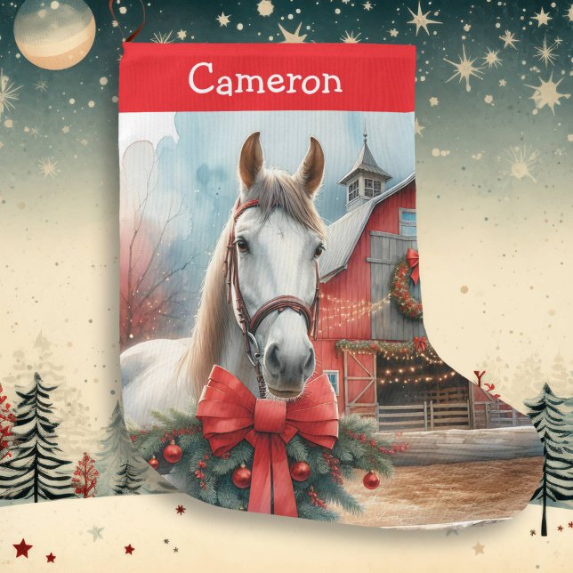 Meia De Natal Grande Bonito Cavalo Branco Personalizado (Criador carregado)