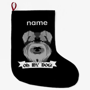 Meia De Natal Grande Bonito Schnauzer Oh Meu Cão