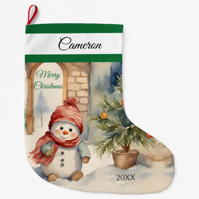 Meia De Natal Grande Bonito Snowman - Grande Balcão de Natal (Frente)