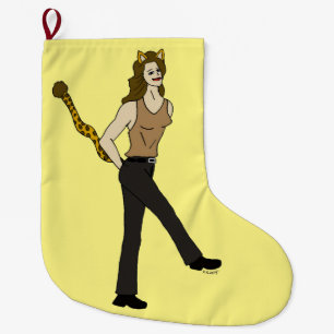 Meia De Natal Grande botão catgirl