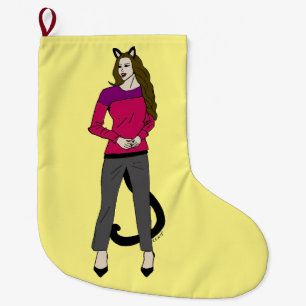 Meia De Natal Grande botão catgirl